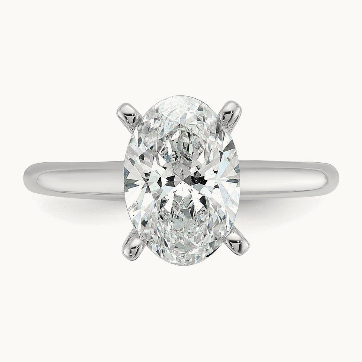 Oval Solitaire Engagement Ring, 0.50-5.00 ct tw Lab-Grown Diamond — 2 1/4 ct, VS (Best) · Certified, 14K White Gold