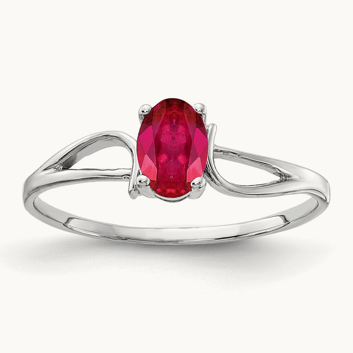 6x4mm Oval Ruby ring, 14K White Gold