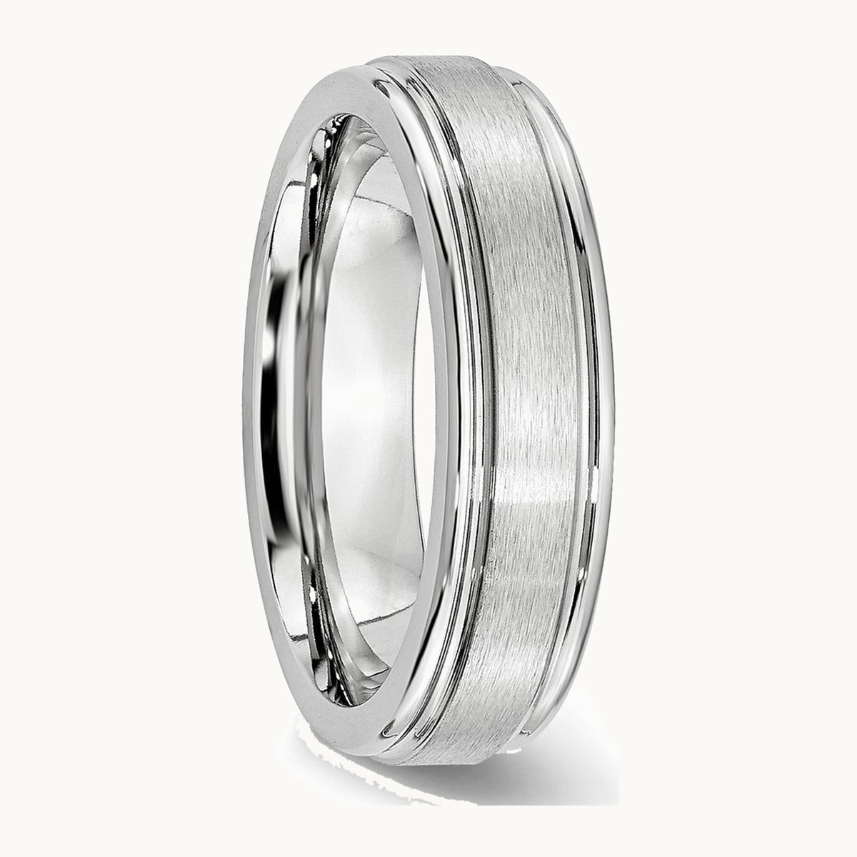 Cobalt Satin and Polished Ridged Edge Band — 6mm