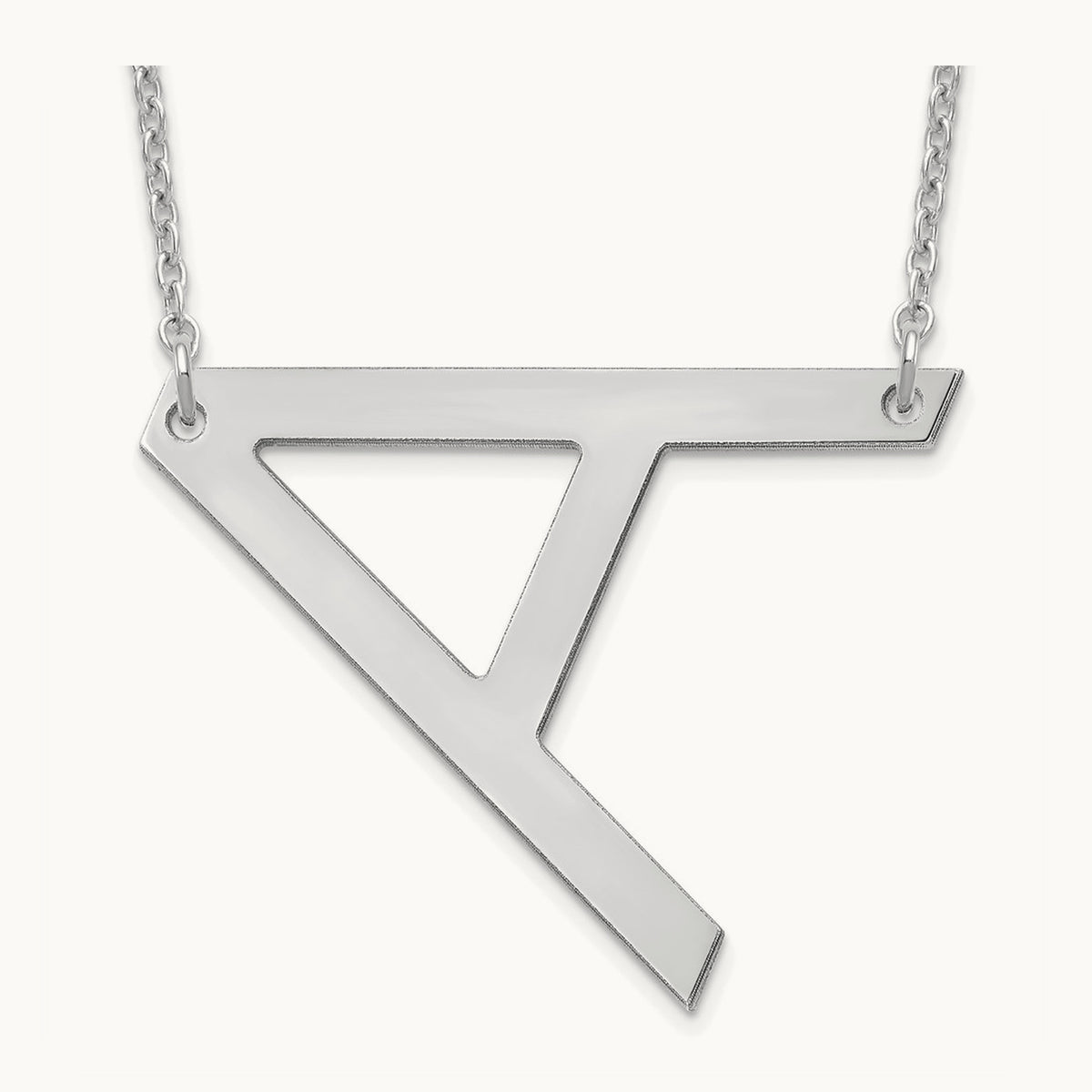 Polished Large Letter A Necklace, Sterling Silver