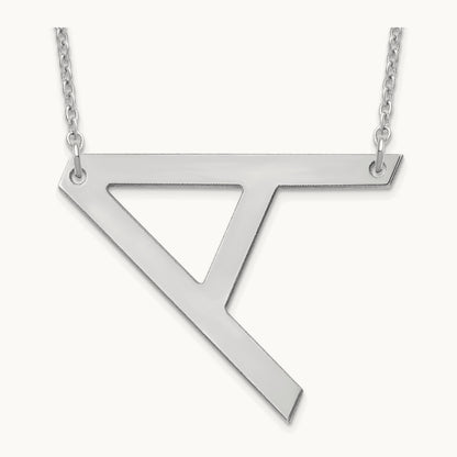 Polished Large Letter A Necklace, Sterling Silver