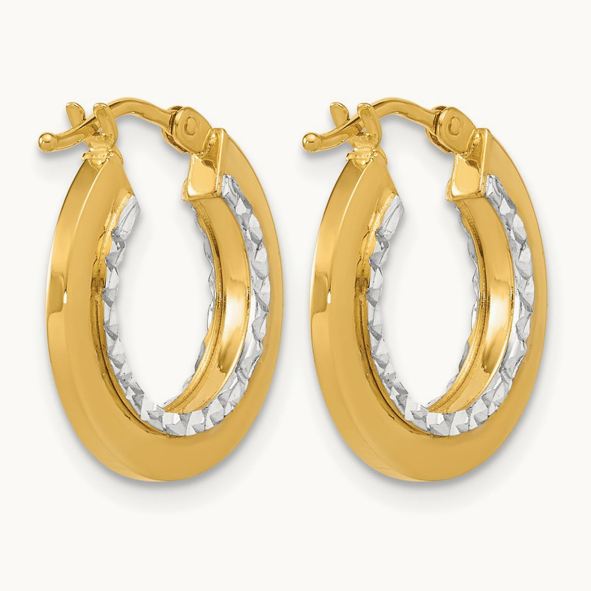 w/ Polished and Diamond-cut Round Hoop Earrings — Leslie's — photo set
