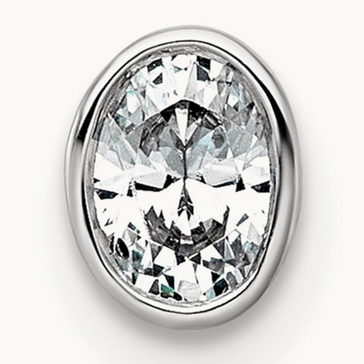 Oval Bezel Set Chain Slide Pendant, 0.25-3.00 ct tw Lab-Grown Diamond — 1/4 ct, VS (Best), 14K White Gold