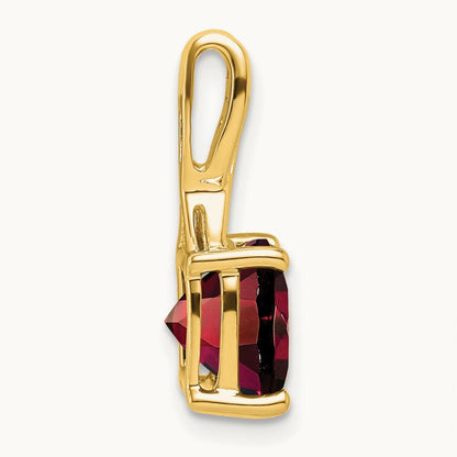 Cushion Garnet and Diamond Pendant — 14K Yellow Gold