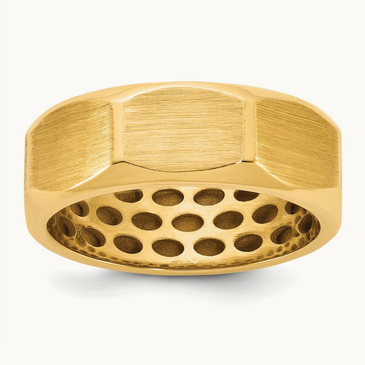 IB Goodman Men's Satin Octagonal Ring, 7.7mm, 14K Gold — 14K Yellow Gold