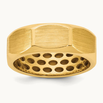 IB Goodman Men's Satin Octagonal Ring, 7.7mm, 14K Gold — 14K Yellow Gold