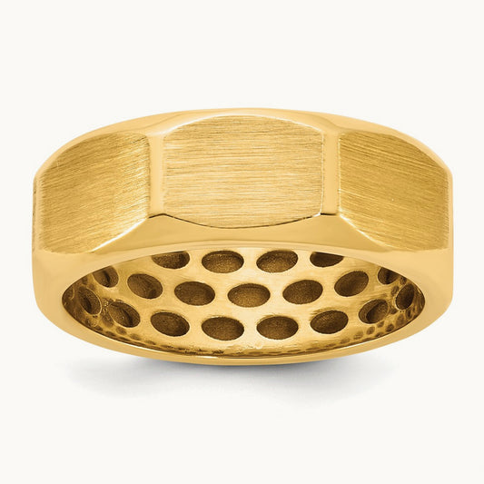 IB Goodman Men's Satin Octagonal Ring, 7.7mm, 14K Gold — 14K Yellow Gold