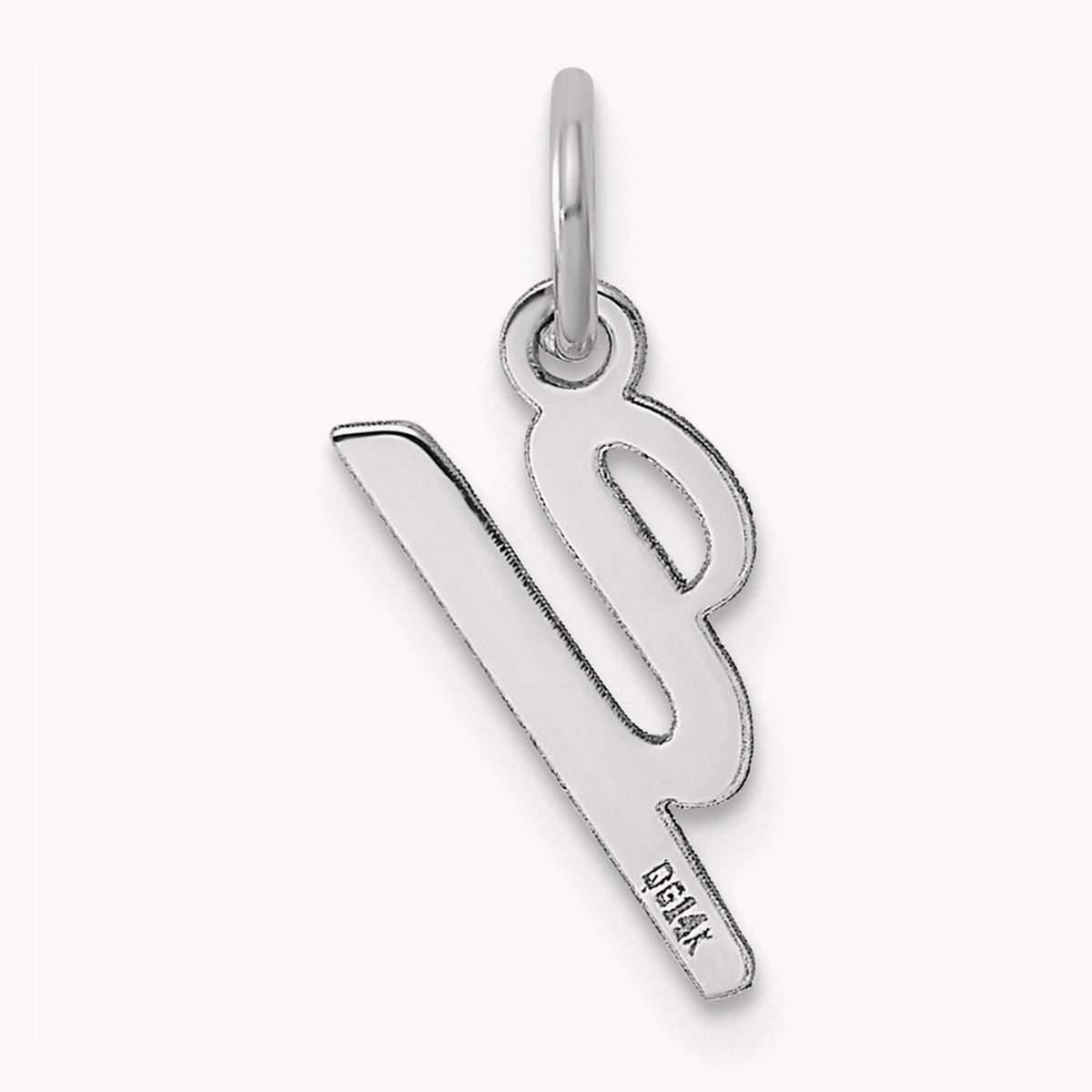 Small Script Letter Y Initial Charm, 14K White Gold