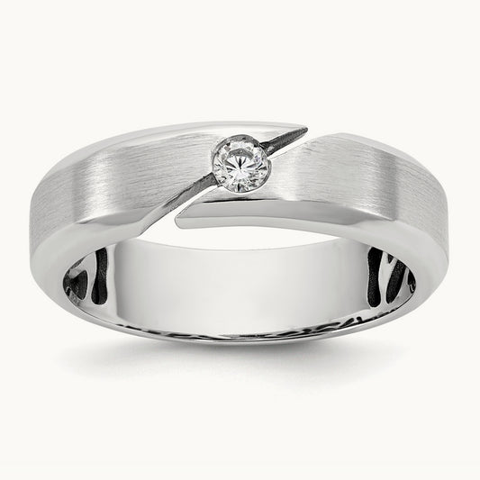IB Goodman Mens Satin Complete 1/10ct Diamond Ring, 14K White Gold