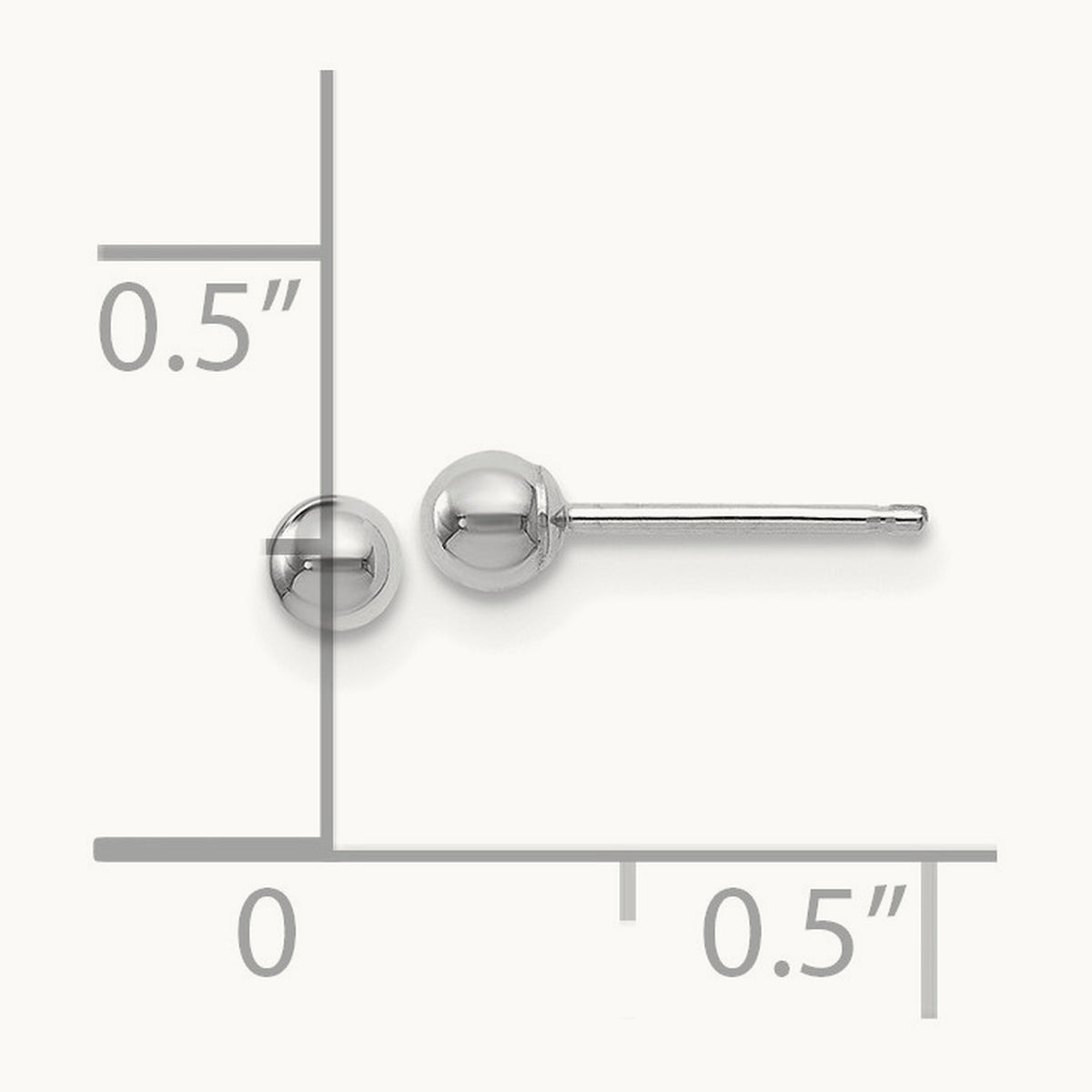 Polished Ball Post Earrings — 14K White Gold, 3mm