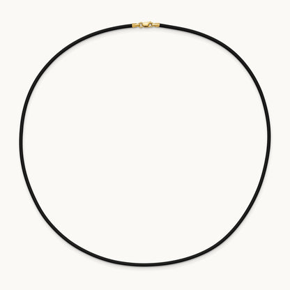 18in with Yellow Clasp Black Rubber Cord Necklace — 2mm