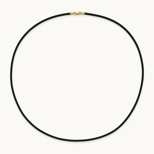 18in with Yellow Clasp Black Rubber Cord Necklace — 2mm