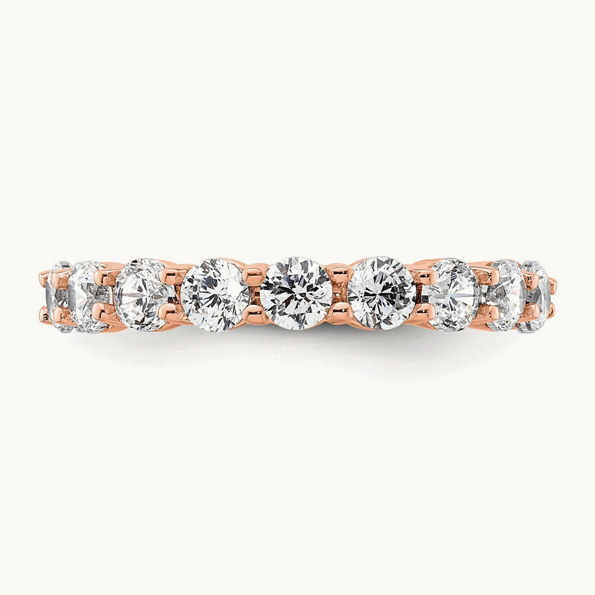 Polished Shared Prong Diamond Eternity Band — 14K Rose Gold, 1.854 ct, 4