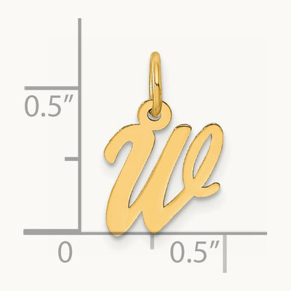Small Script Letter W Initial Charm, 14K
