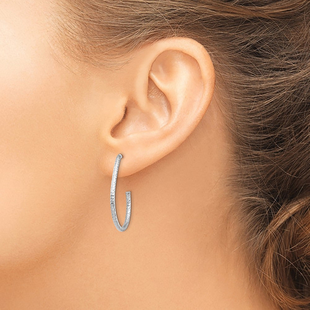 Polished Diamond-cut Post Dangle Earrings — 14K White Gold