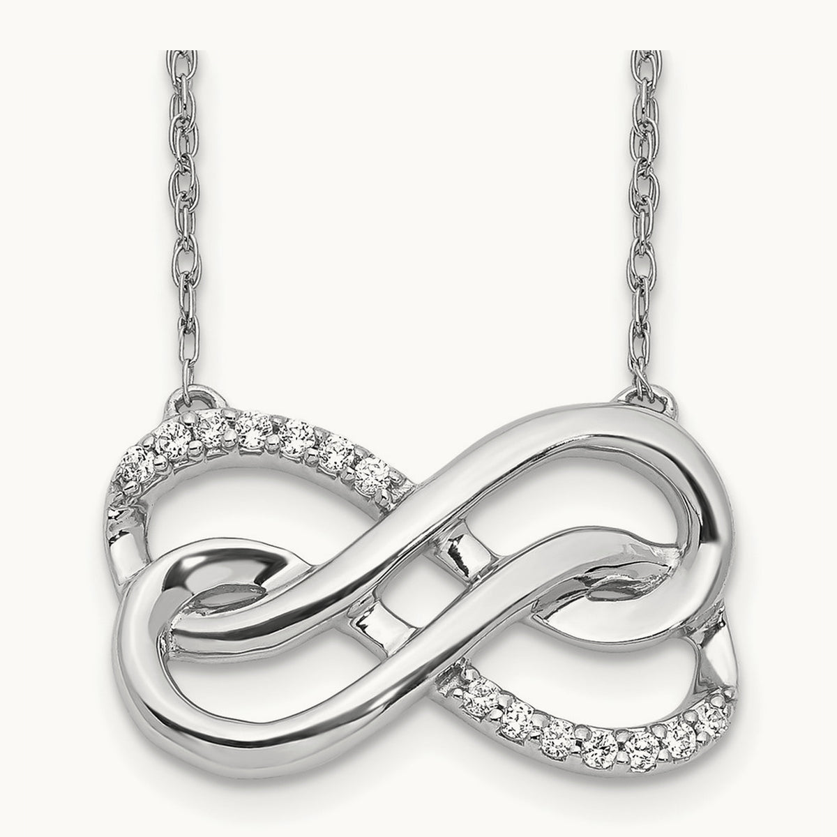 Diamond Double Infinity Symbol 18 inch Necklace, 14K White Gold