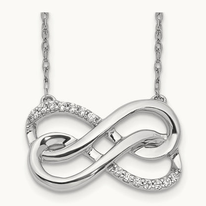 Diamond Double Infinity Symbol 18 inch Necklace, 14K White Gold