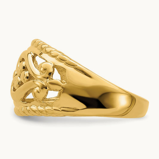 Polished Cut-Out Heart Design Band, 14K