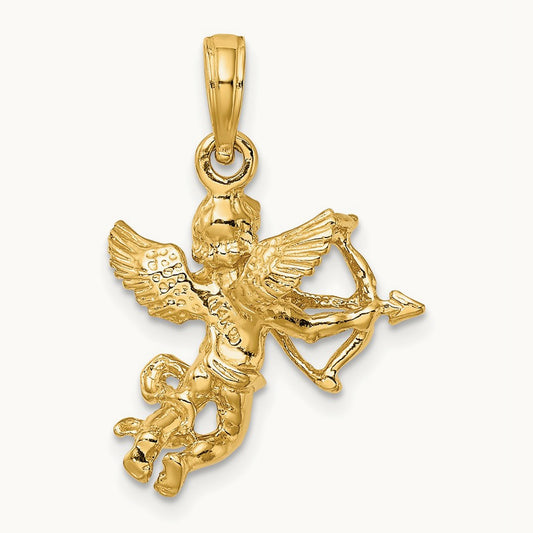 Cupid w/Bow and Arrow Charm, 14K