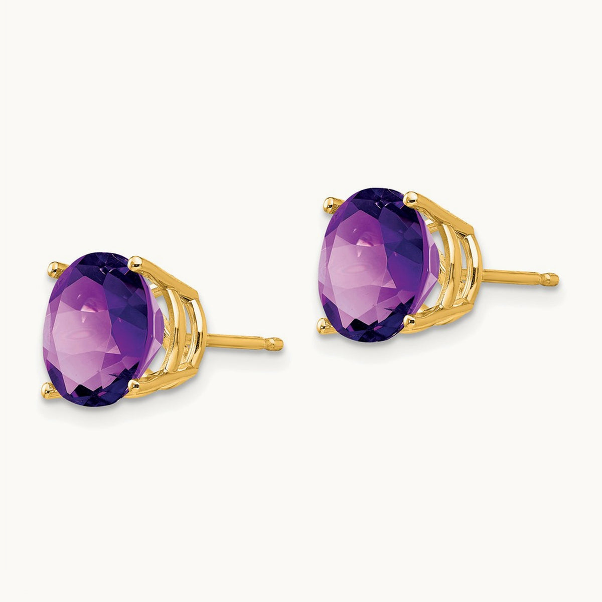 Amethyst Round Stud Earring, 14K