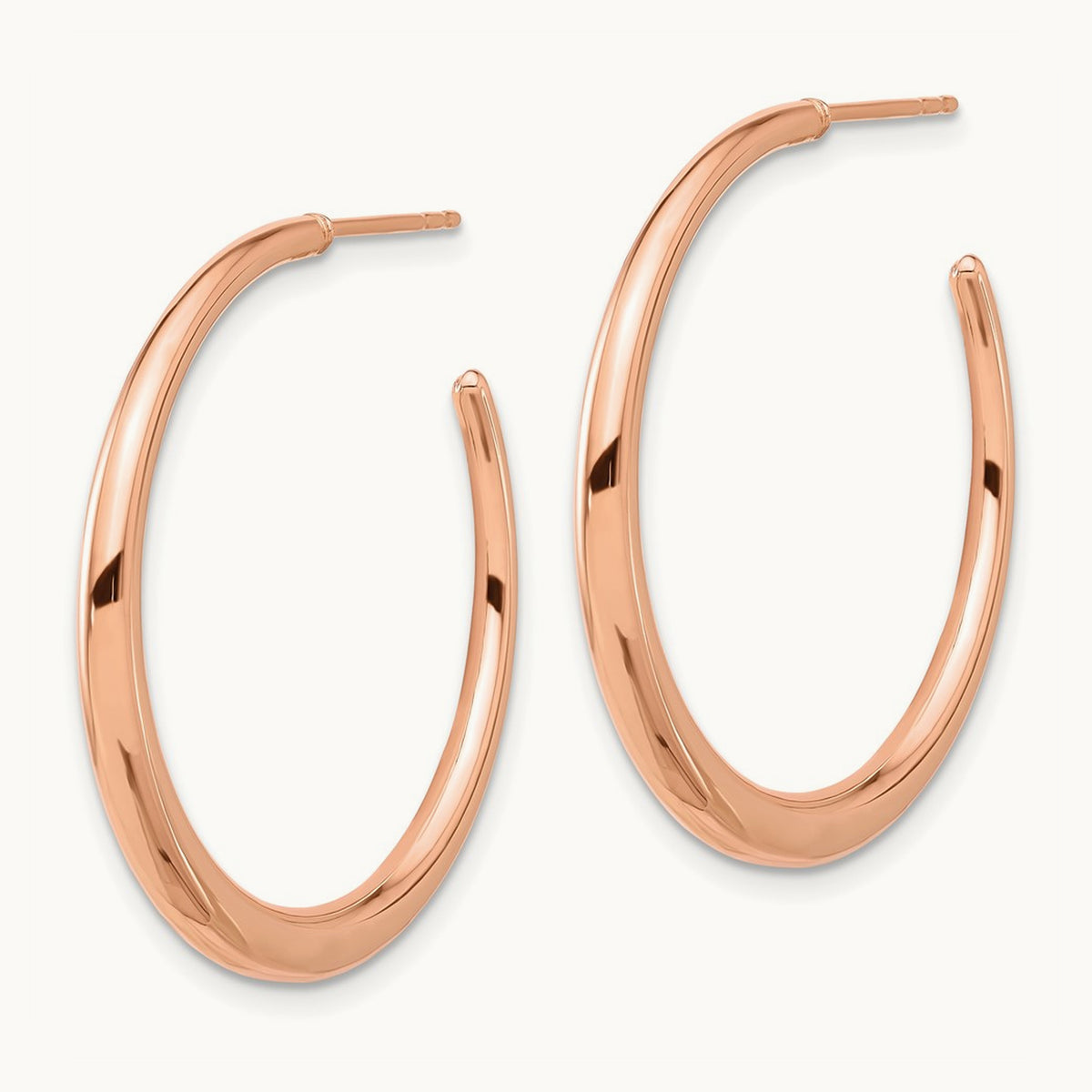 Polished Hoop Post Earrings — 14K Rose Gold