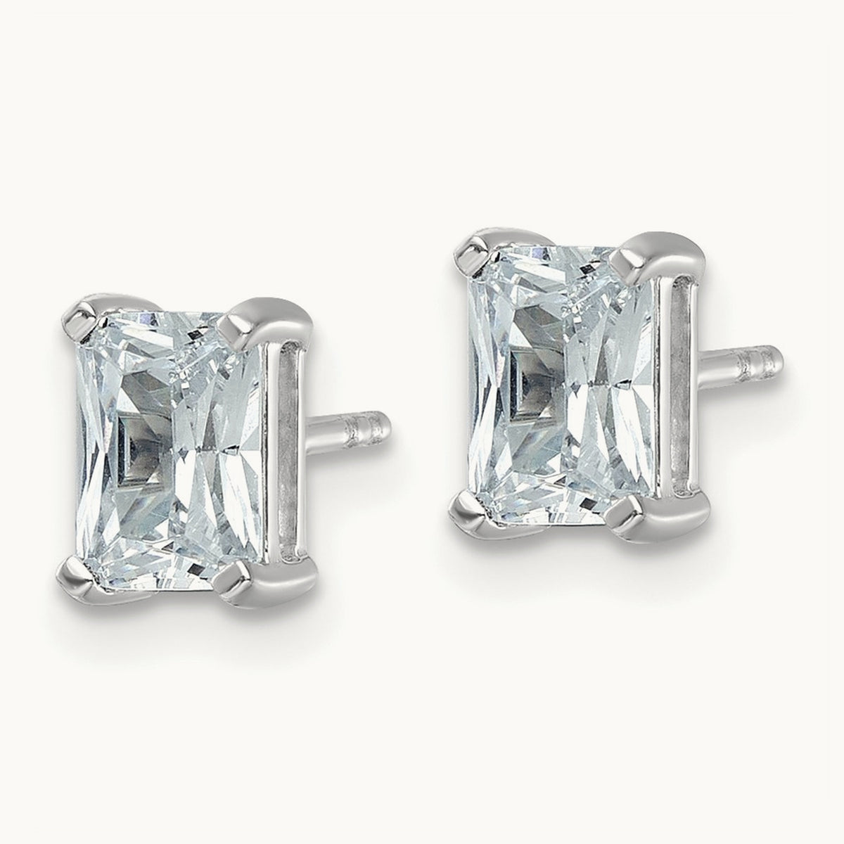 Radiant Four-Prong Stud Earrings, 0.50-6.00 ct tw Lab-Grown Diamond — 2 ct, 14K White Gold