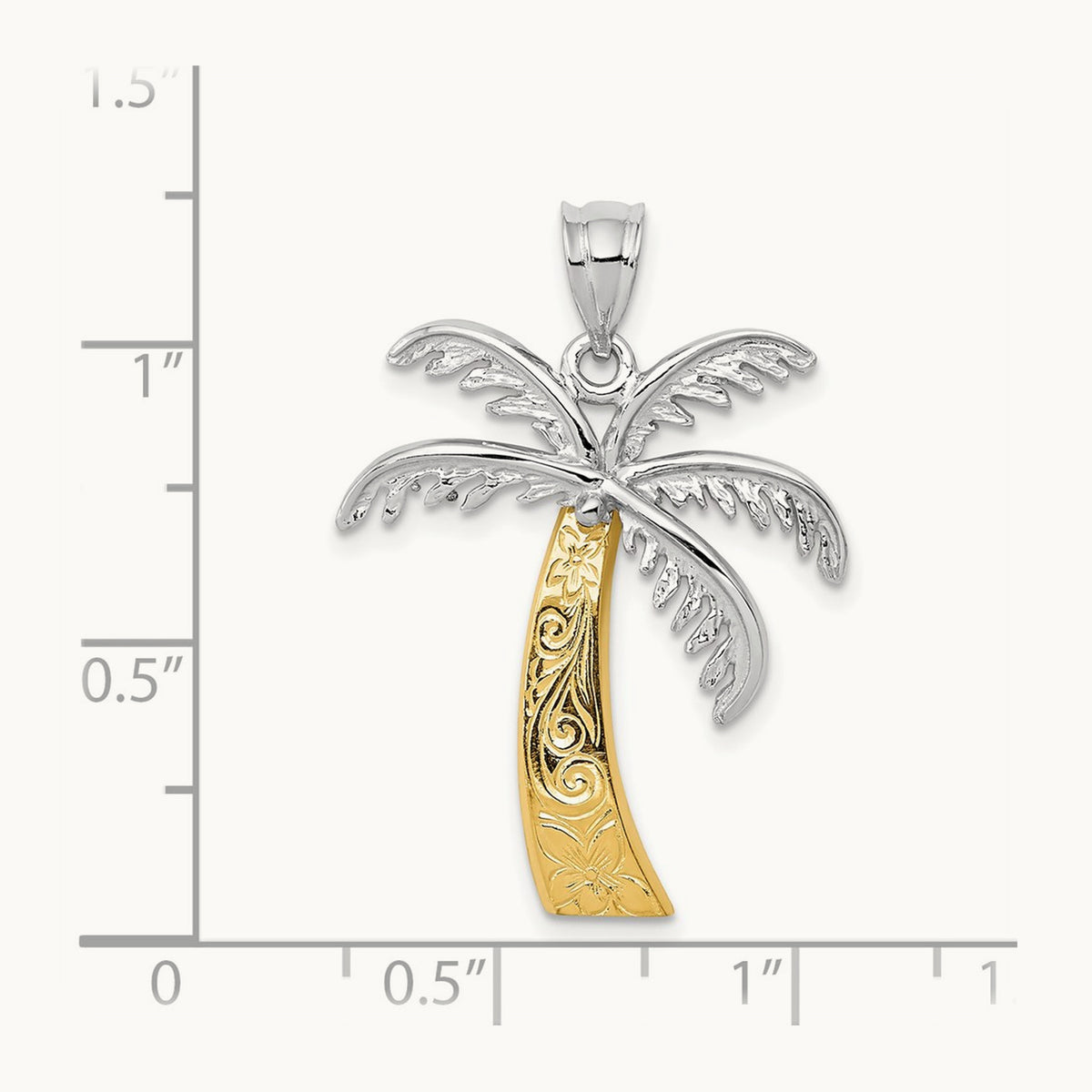 Palm Tree Pendant — 14K Two-Tone Gold, 29mm
