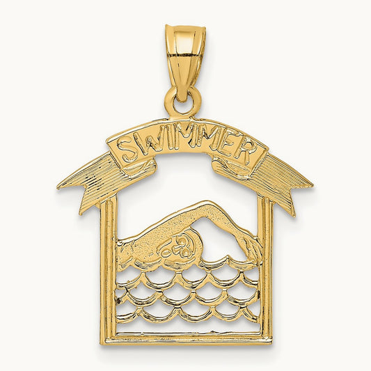 SWIMMER In Frame Charm, 14K