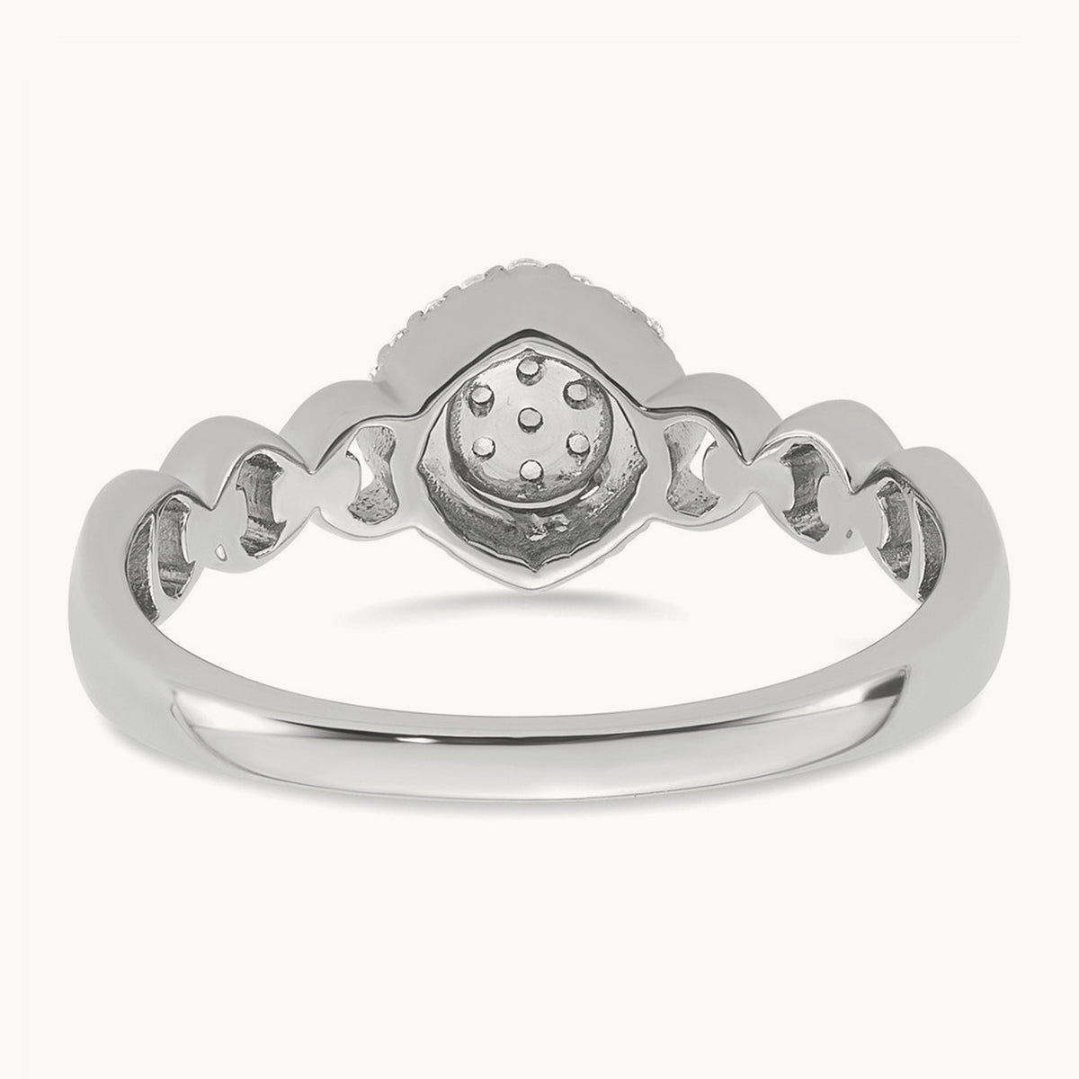 Complete Diamond Round Cluster Halo Engagement Ring — 14K White Gold