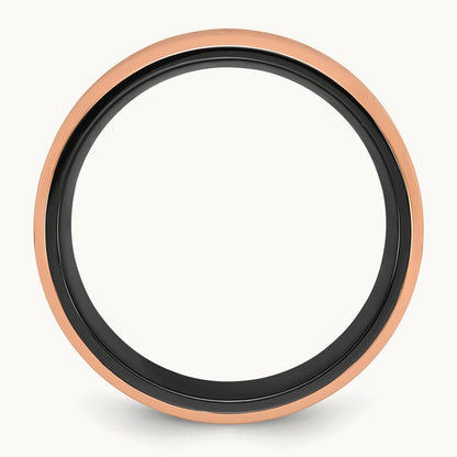 Black Zirconium Polished Rose IP Black Carbon Fiber Inlay Band, 8mm