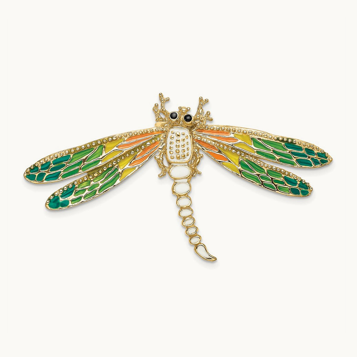 Multi-Color Enamel Dragonfly Charm, 14K