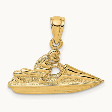 Textured 2-D Jet Ski Charm, 14K