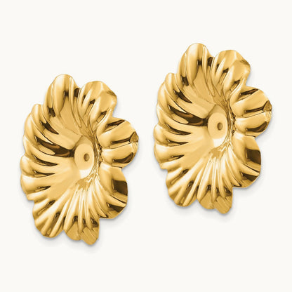 Polished Floral Earring Jackets, 14K