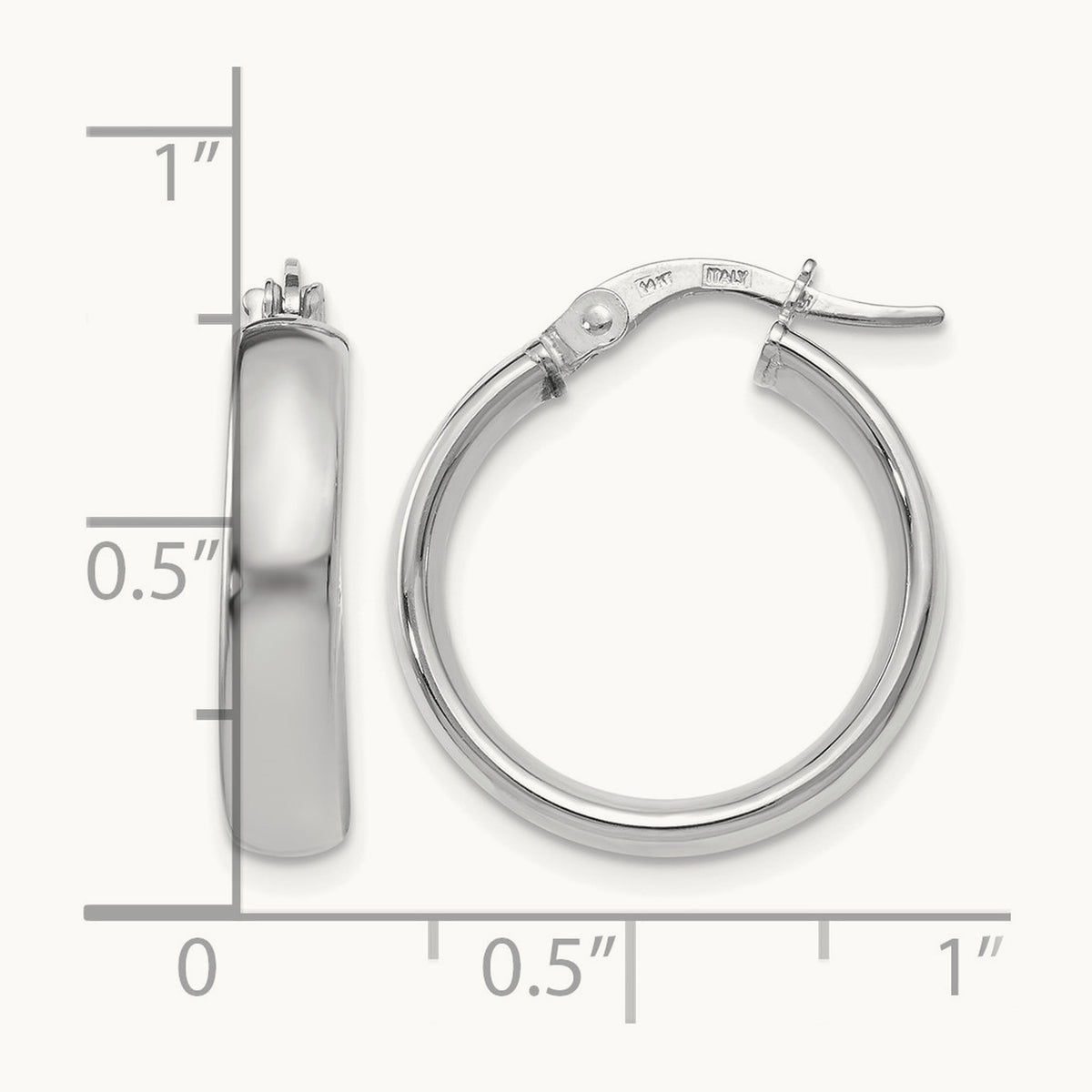 Plating Polished Hoop Earrings, 14K with White Rhodium — Leslie's