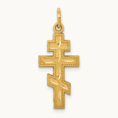 Eastern Orthodox Cross Charm, 14K