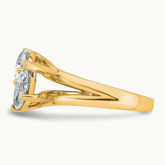 Marquise & Pear 2 Stone Engagement Ring, 2.00 ct tw Lab-Grown Diamond — 14K Yellow Gold