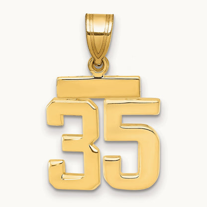 Small Polished Number 35 Charm, 14K