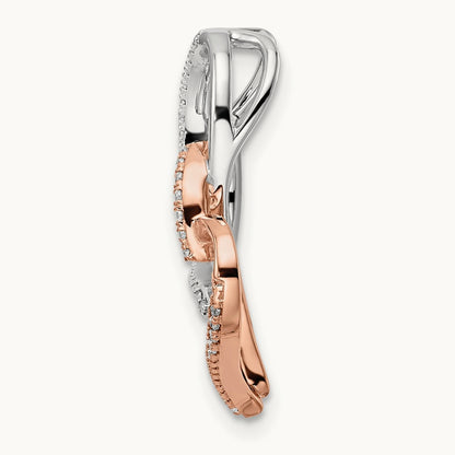 Double Heart Diamond Chain Slide, 14K Two-tone White with Rose