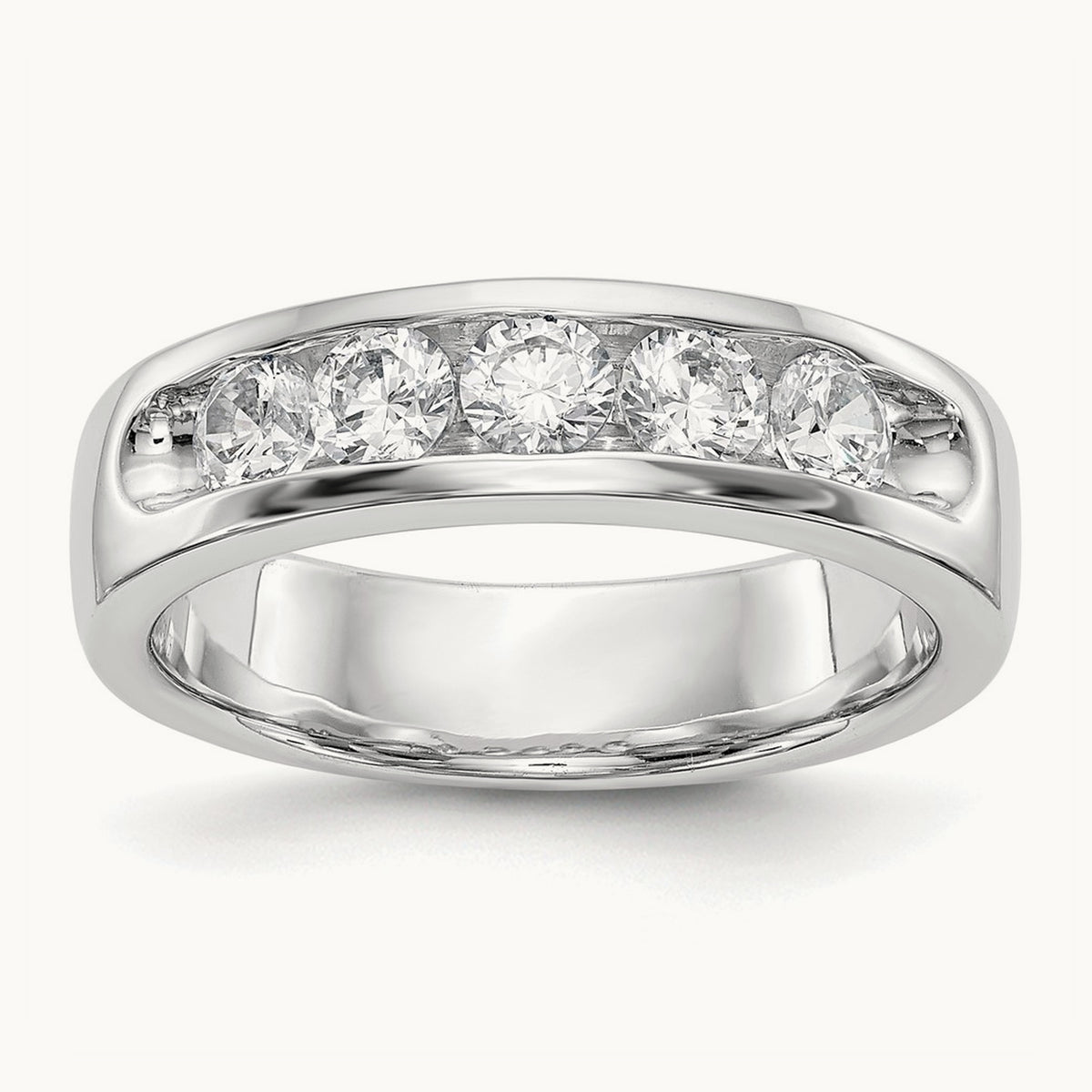 5-Stone Diamond Channel Band, 14K White Gold