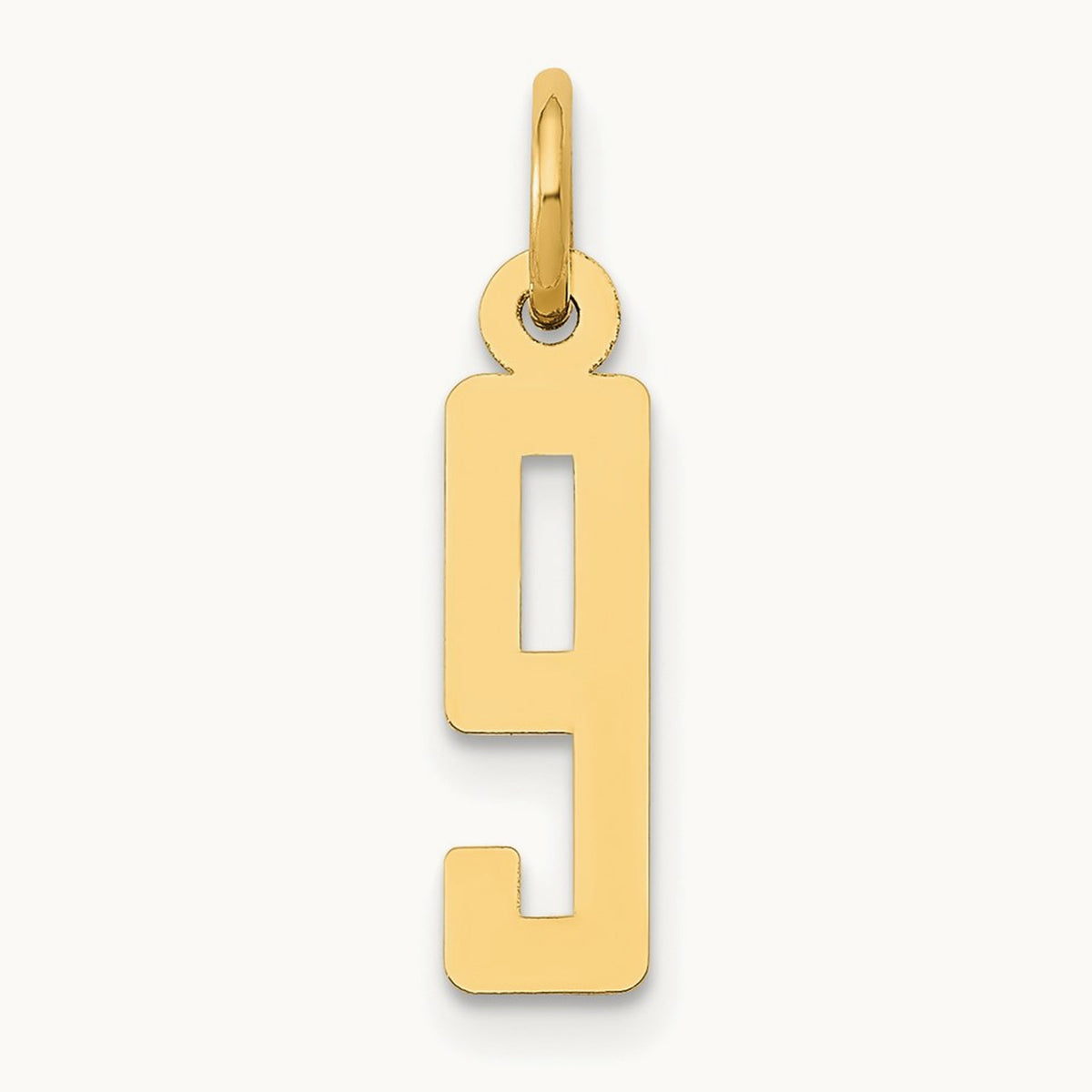 Small Elongated Number 9 Charm, 14K
