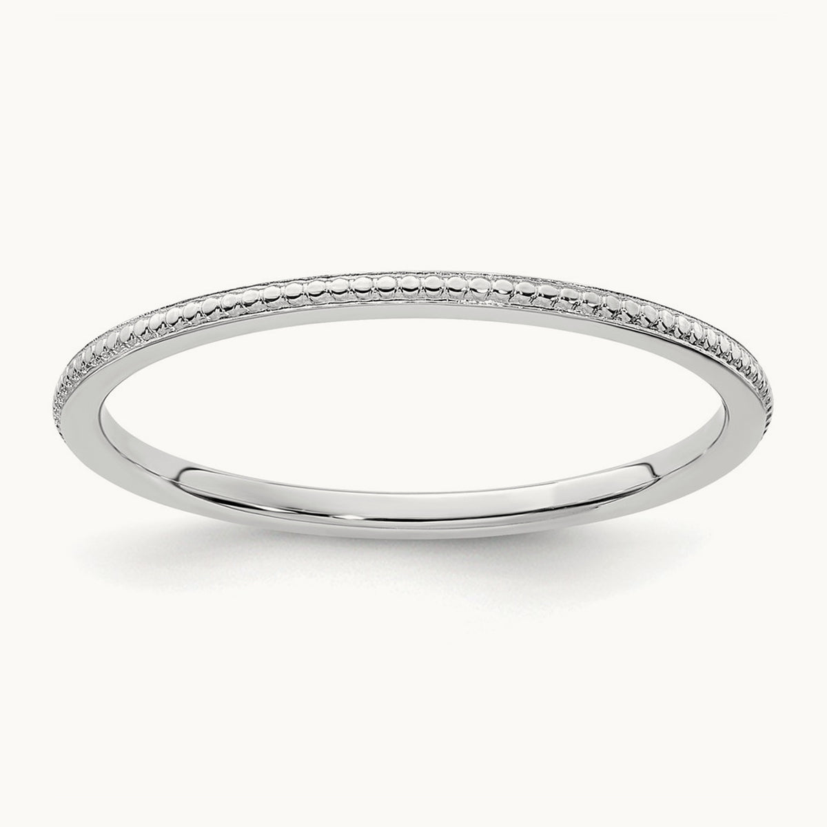 Bead Stackable Band — 14K White Gold