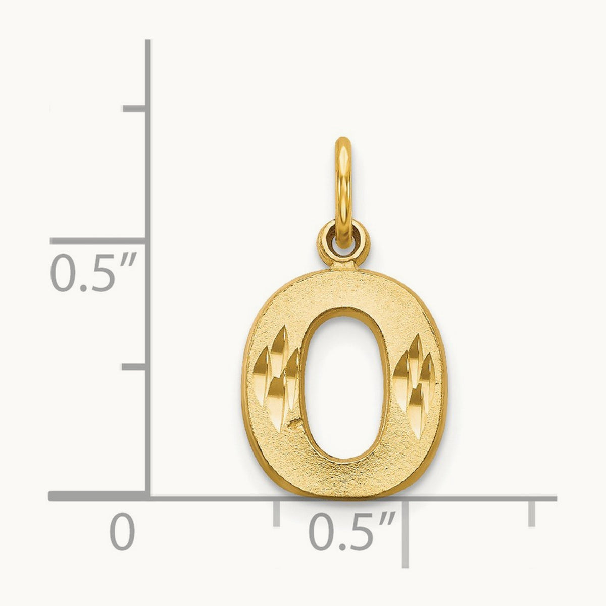 Satin Diamond-cut Initial Charm — 14K Yellow Gold, O