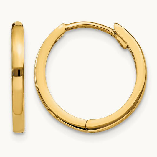 Round Hinged Hoop Earrings, 14K