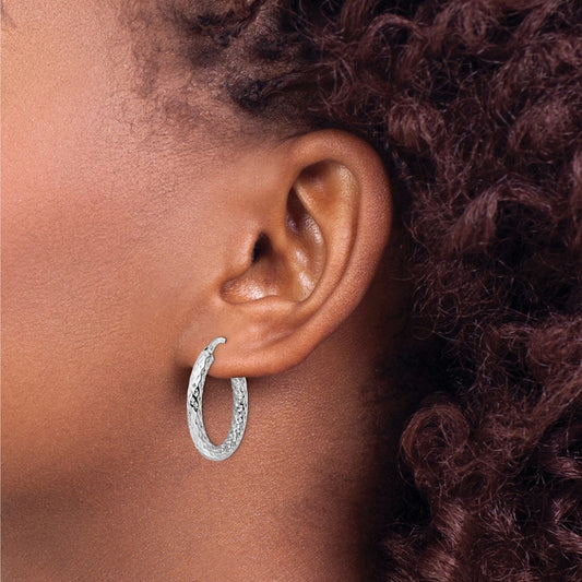 Rhod- Polished D/C Hoop Earrings — Leslie's — photo set