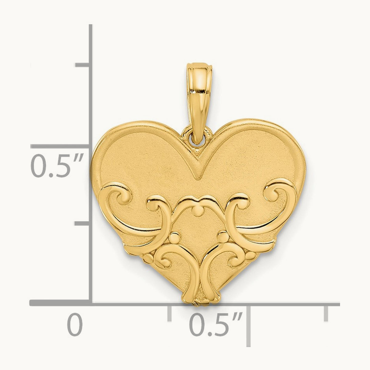 Polished and Brushed Fancy Heart Charm, 14K
