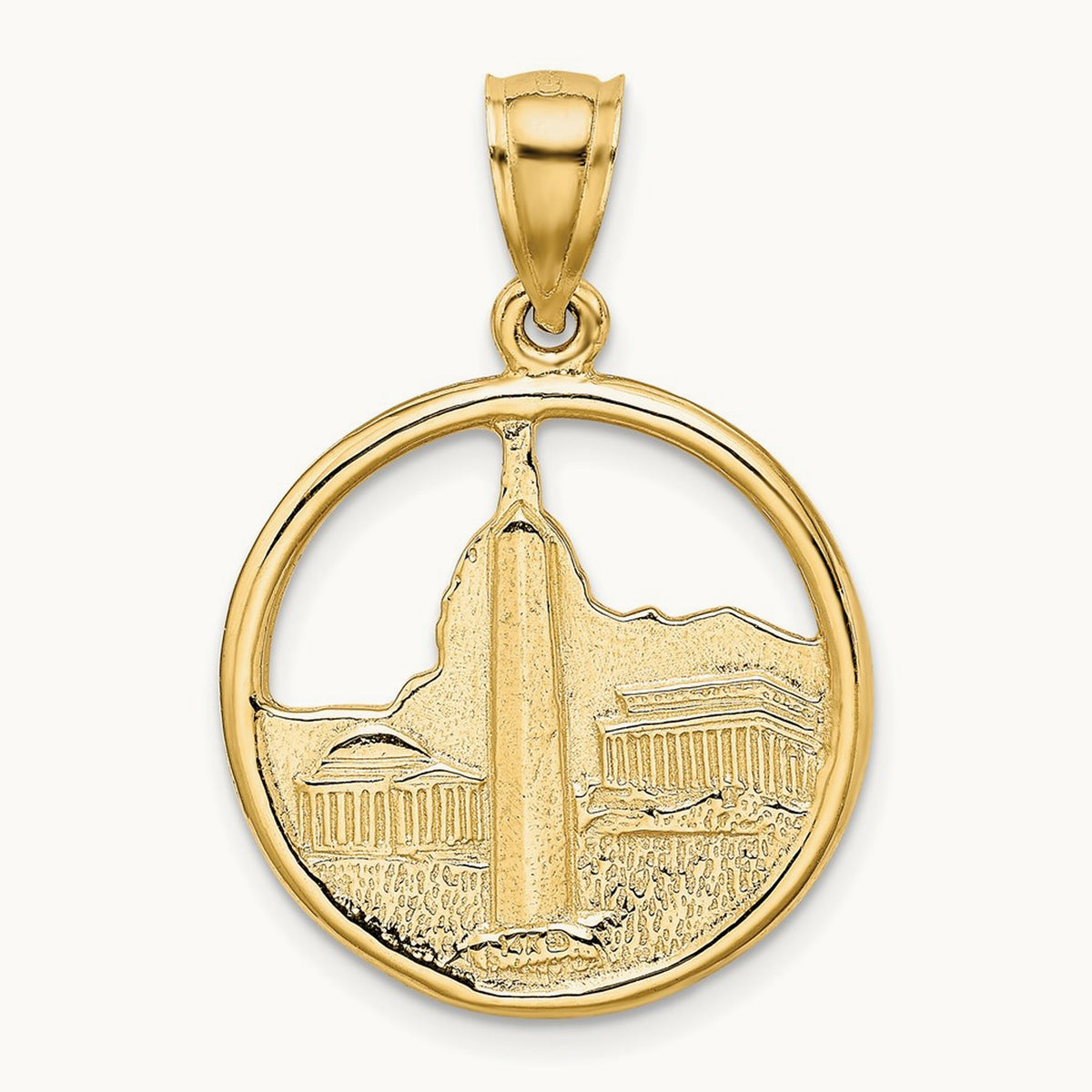 Washington D.C. Skyline Circle Charm, 14K