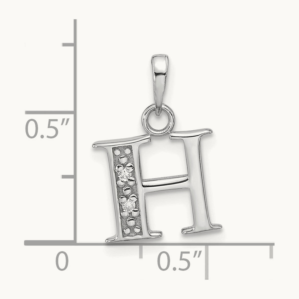 Diamond Letter H Initial Pendant, 14K White Gold