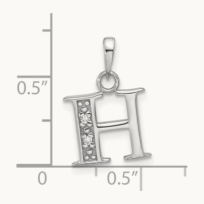 Diamond Letter H Initial Pendant, 14K White Gold