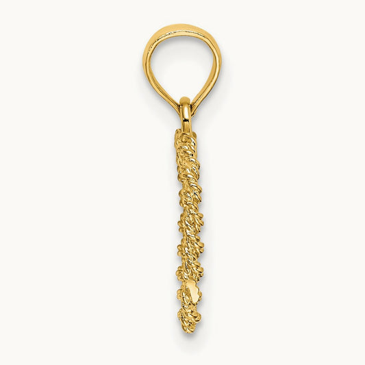 3D Rope Heart Pendant — 14K Yellow Gold