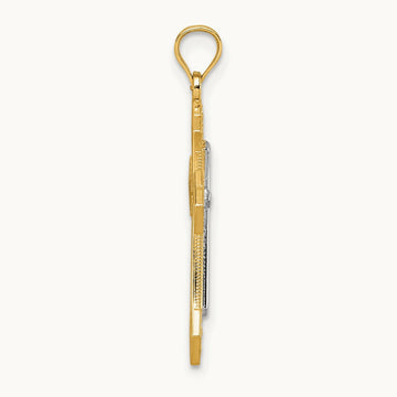 Diamond Cut Polished Cross Pendant, 14K Two-tone